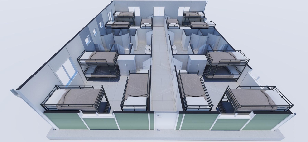 102m² Prefabrik Yatakhane Binası