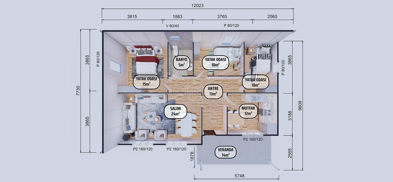103m² Belek Single-Storey Prefabricated House