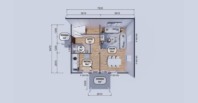 114m² Seka İki Katlı Prefabrik Ev
