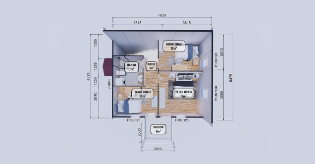 114m² Seka İki Katlı Prefabrik Ev