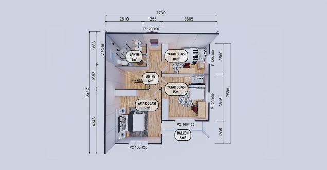 122m² İznik Two-Storey Prefabricated House