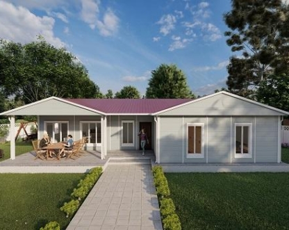 123m² Alaçatı Tek Katlı Prefabrik Ev 