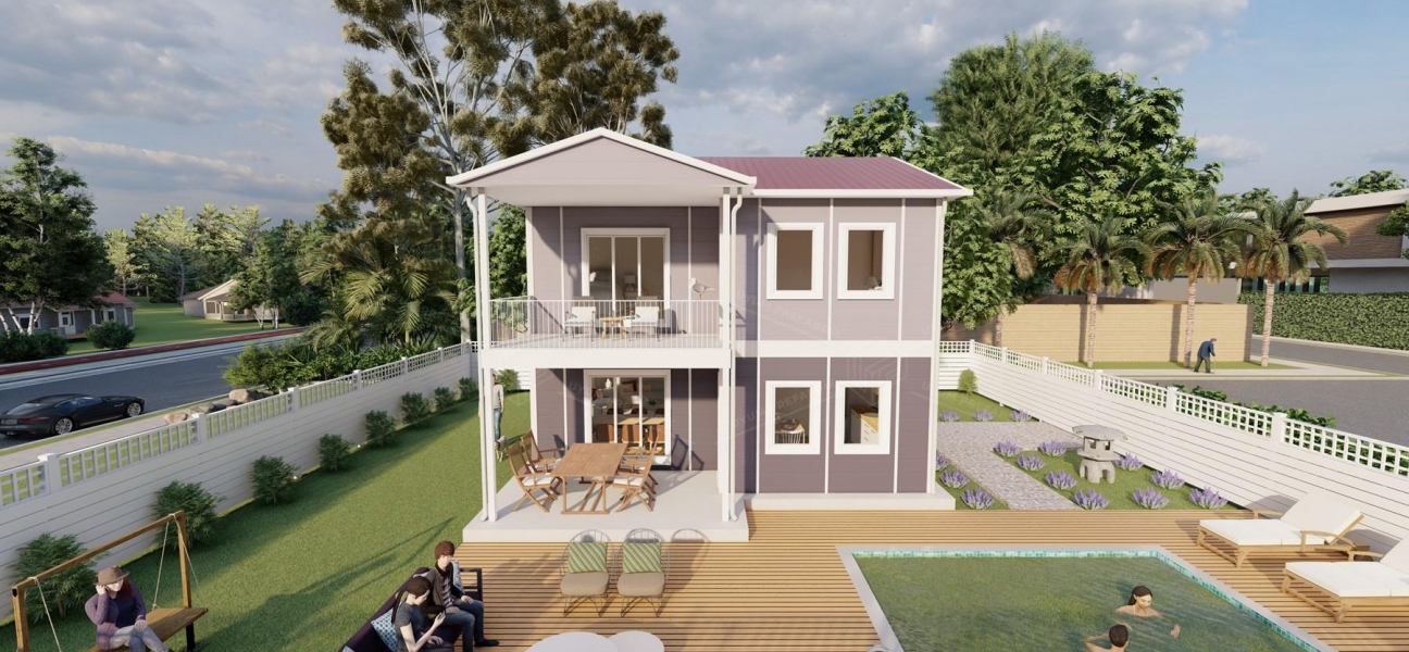 128m² Pamukkale Two-Storey Prefabricated House