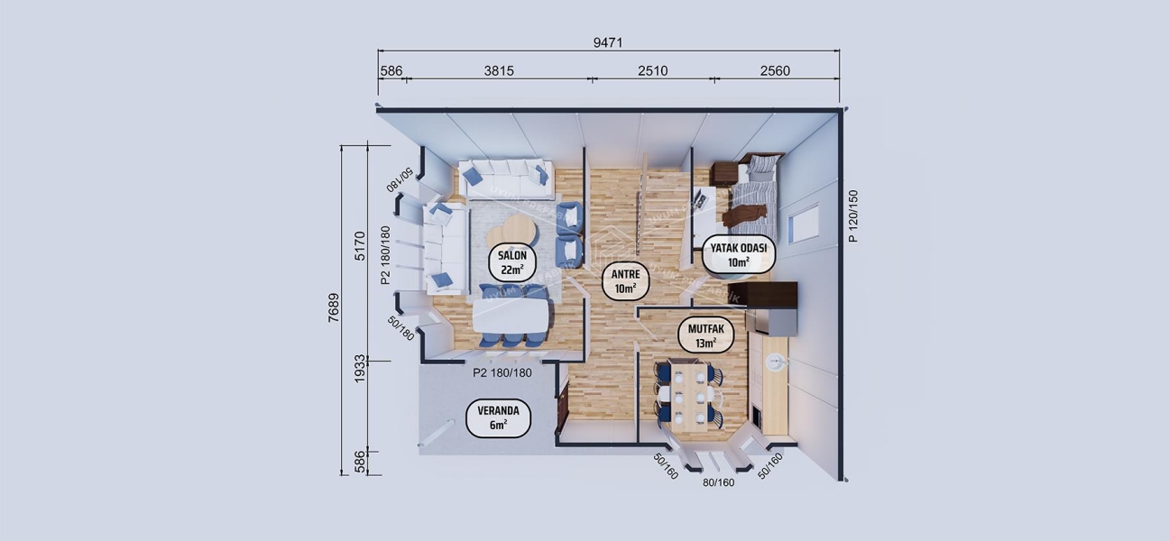 131m² Safranbolu Two-Storey Prefabricated House