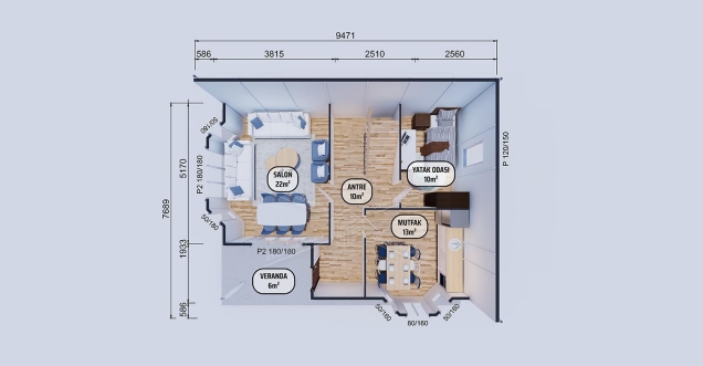131m² Safranbolu Two-Storey Prefabricated House