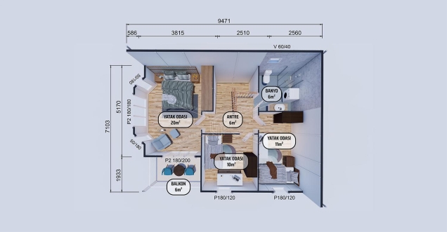 131m² Safranbolu Two-Storey Prefabricated House