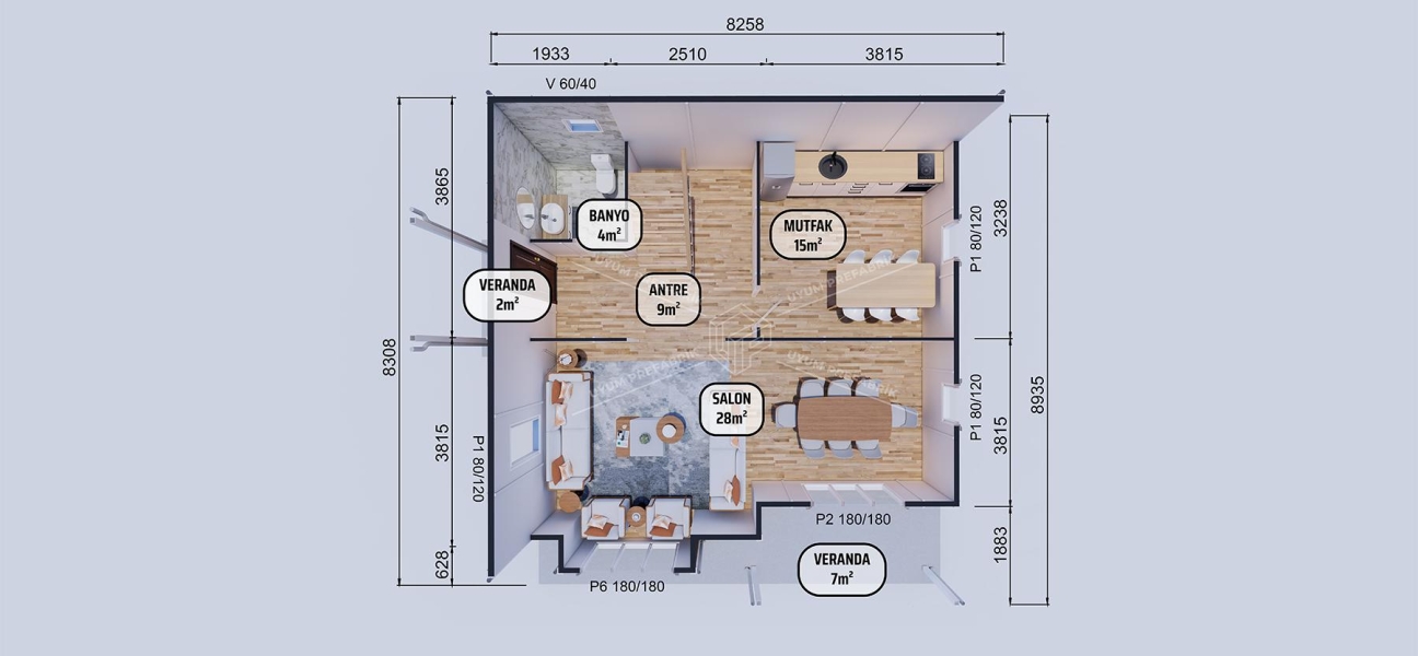 136m² İncesu İki Katlı Prefabrik Ev