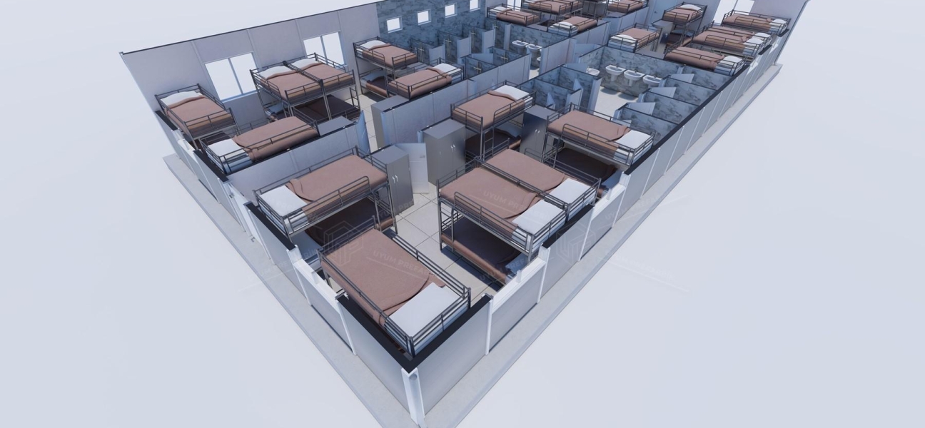 159m² Prefabrik Yatakhane Binası