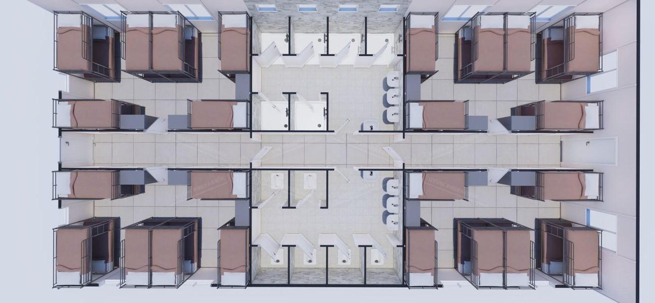 159m² Prefabrik Yatakhane Binası