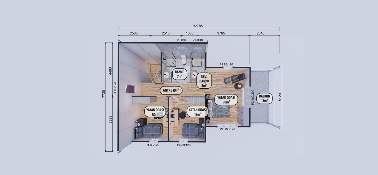 165m² Ahlat Two-Storey Prefabricated House