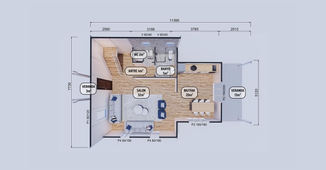 165m² Ahlat Two-Storey Prefabricated House