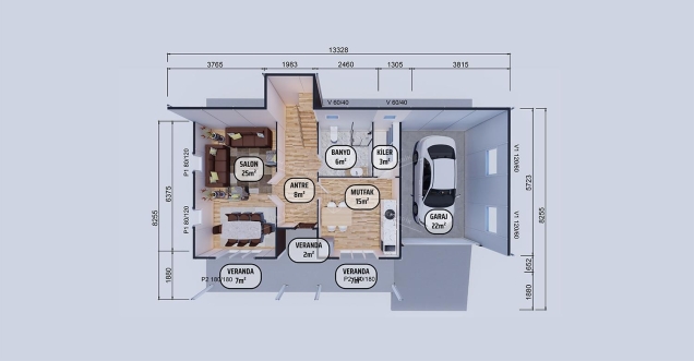 177m² Hünkar İki Katlı Prefabrik Ev