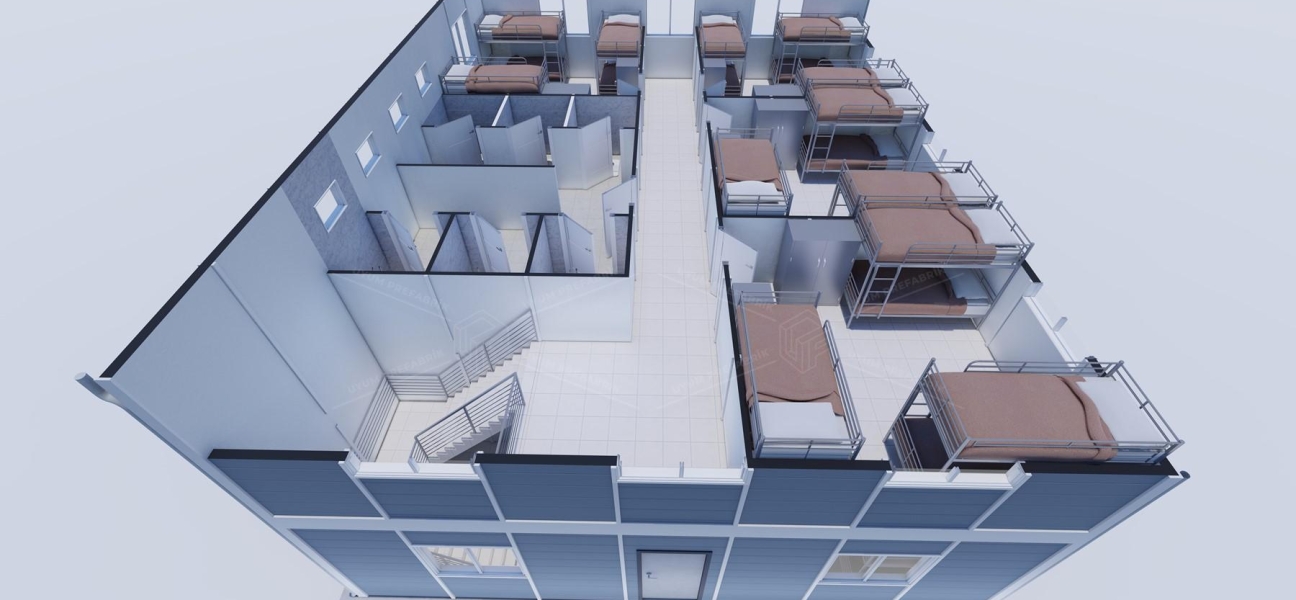 204 m² (102+102) Prefabricated Dormitory Building