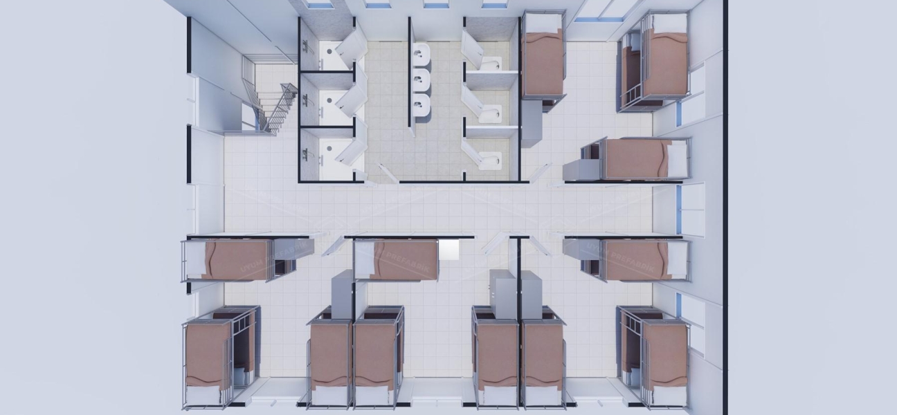 204 m² (102+102) Prefabricated Dormitory Building