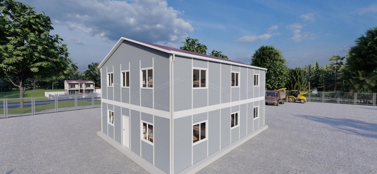 204 m² (102+102) Prefabrik Yatakhane Binası 