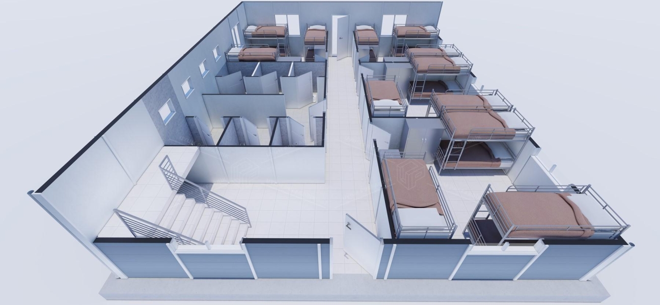 204 m² (102+102) Prefabrik Yatakhane Binası 