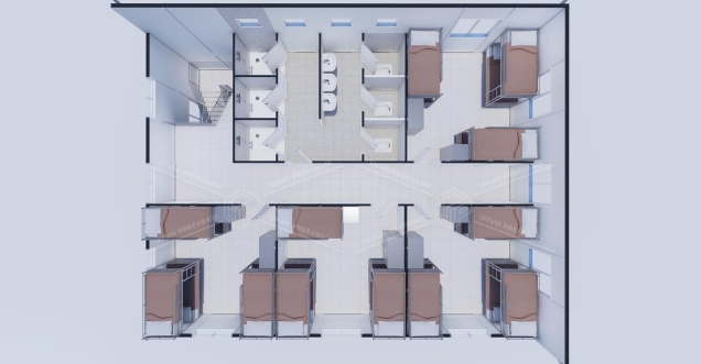 204 m² (102+102) Prefabrik Yatakhane Binası 