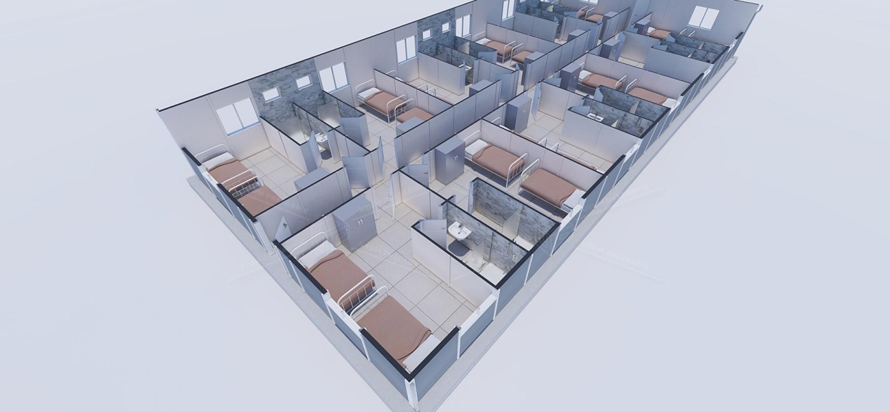 232m² Prefabrik Yatakhane Binası (Wc-Duş Ayrı)