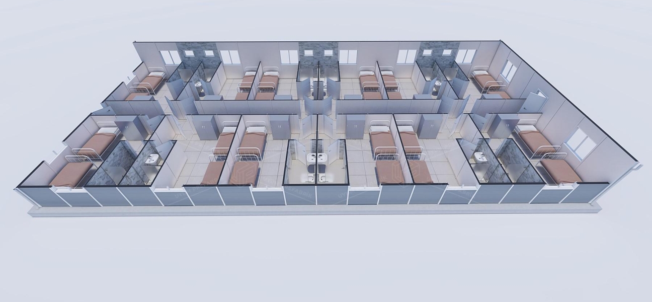232m² Prefabrik Yatakhane Binası (Wc-Duş Ayrı)