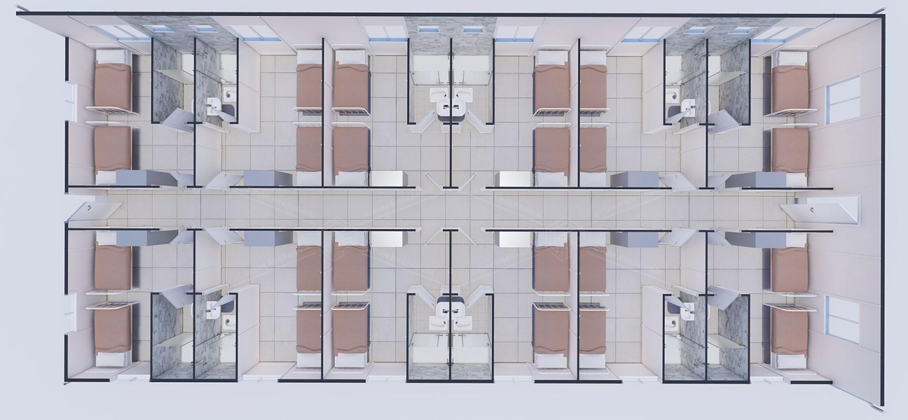 232m² Prefabrik Yatakhane Binası (Wc-Duş Ayrı)