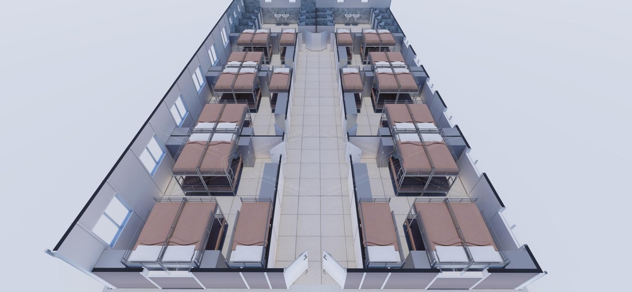 232m² Prefabrik Yatakhane Binası (Wc-Duş Ortak)