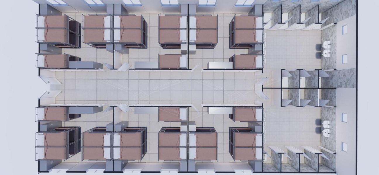 232m² Prefabrik Yatakhane Binası (Wc-Duş Ortak)