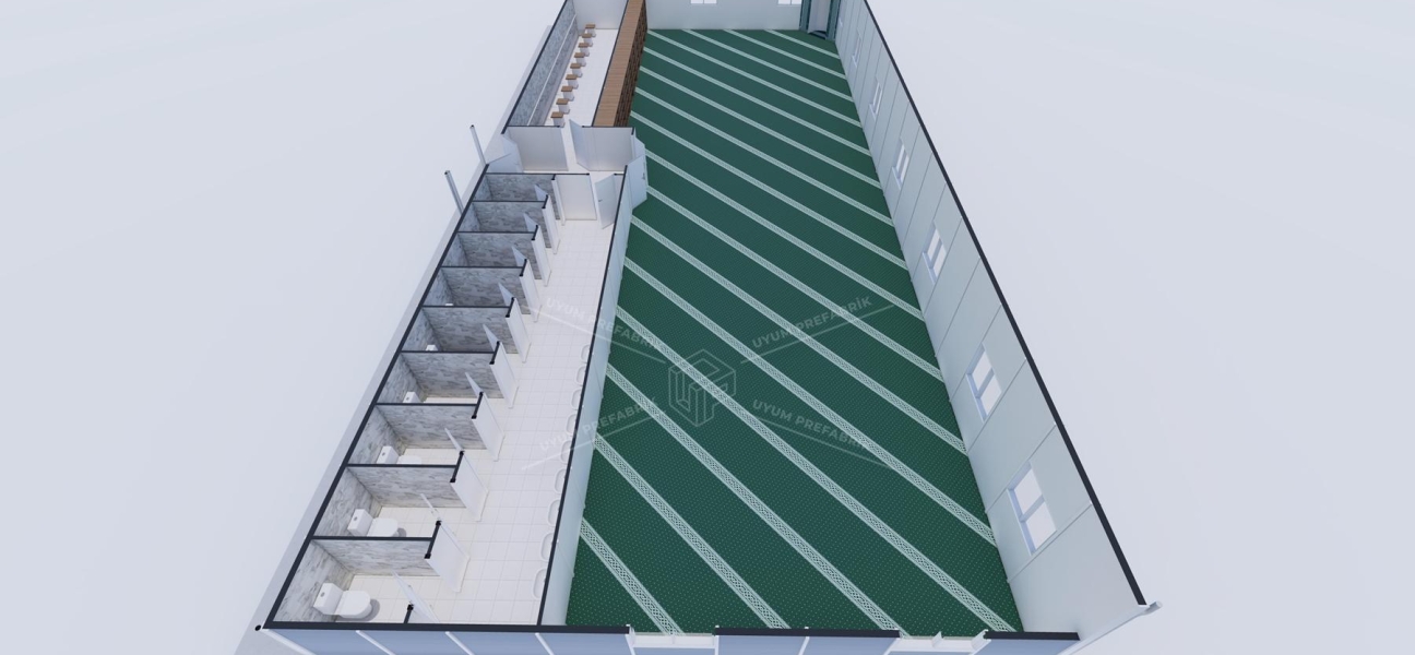 290m² Tek Katlı Prefabrik Mescit Binası 