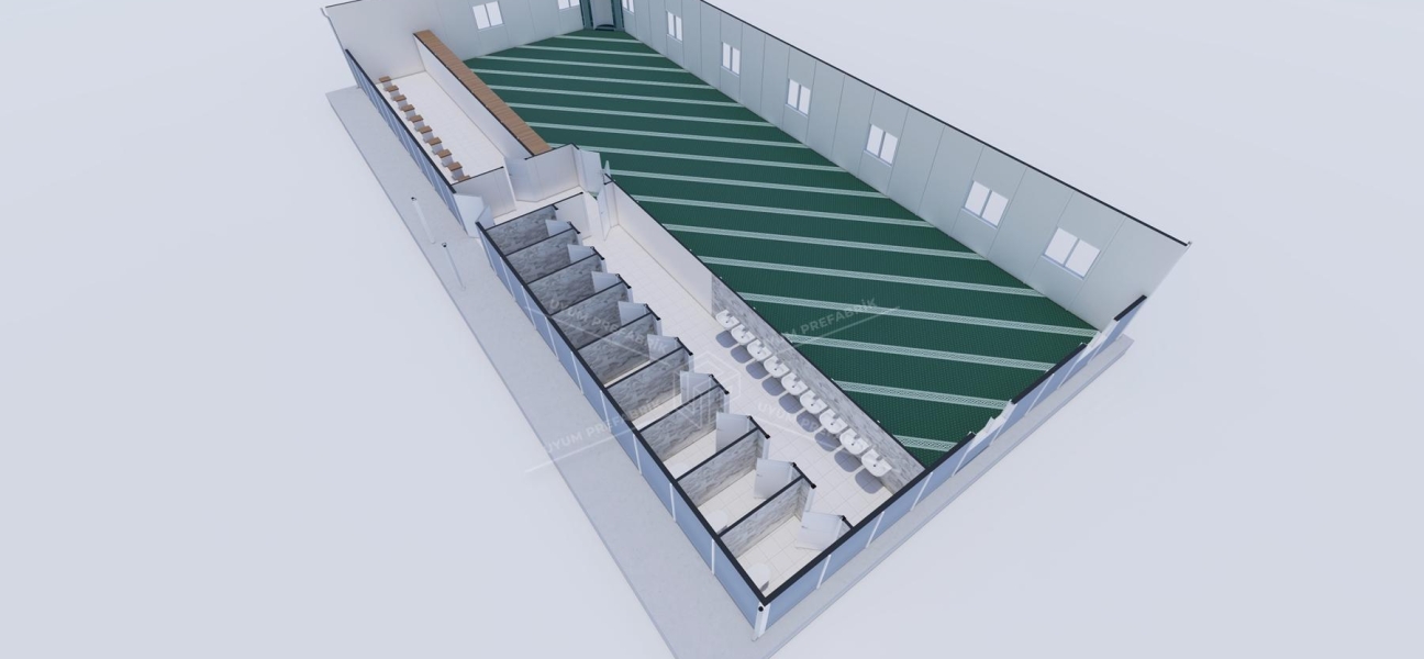 290m² Tek Katlı Prefabrik Mescit Binası 