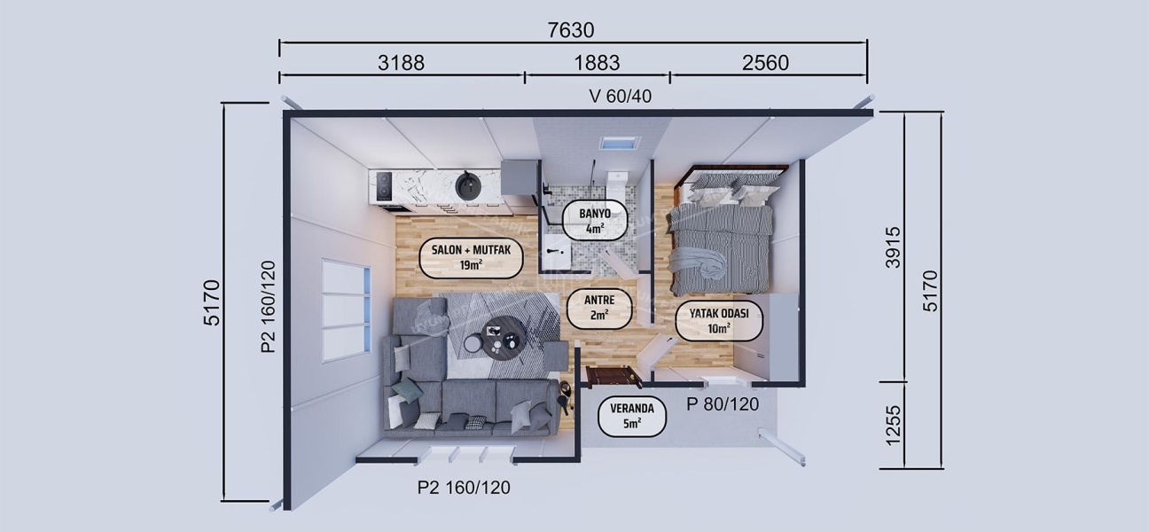 40m² Prefabricated House