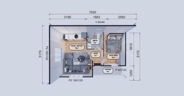 40m² Prefabricated House