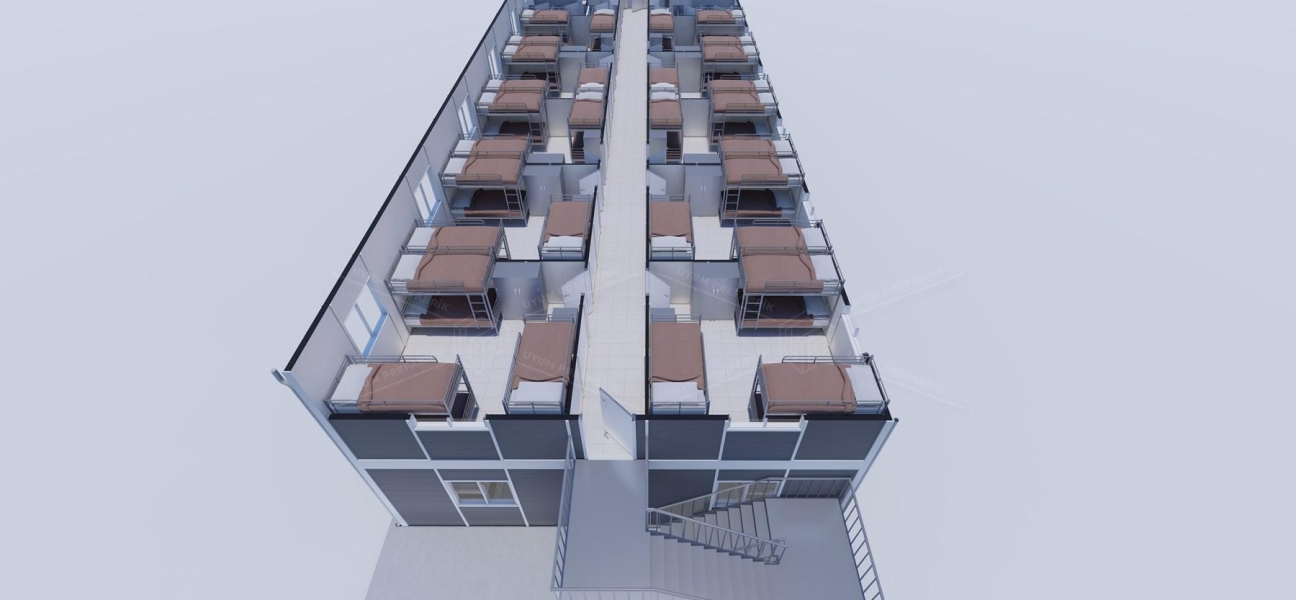 430m² (215+215) Prefabrik Yatakhane Binası 