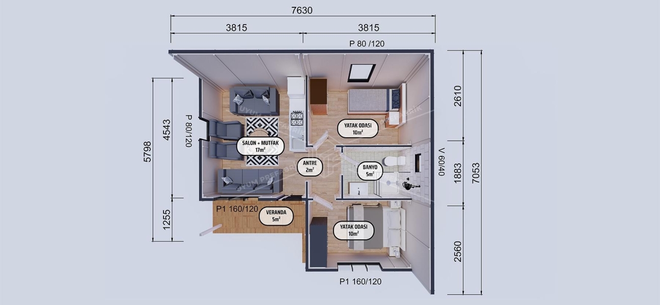 49m² Sapanca Single-Story Prefabricated House