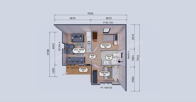 49m² Tek Katlı Prefabrik Ev 
