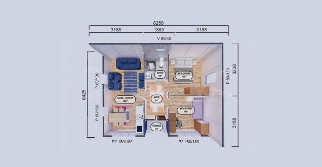 52m² Single Storey Prefabricated Houses