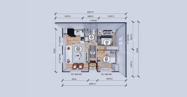 53m² Single-Storey Prefabricated House (1.5m² Veranda)