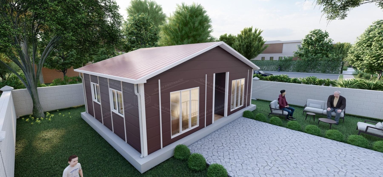 53m² Single Storey Prefabricated Houses (1,5m² Veranda)