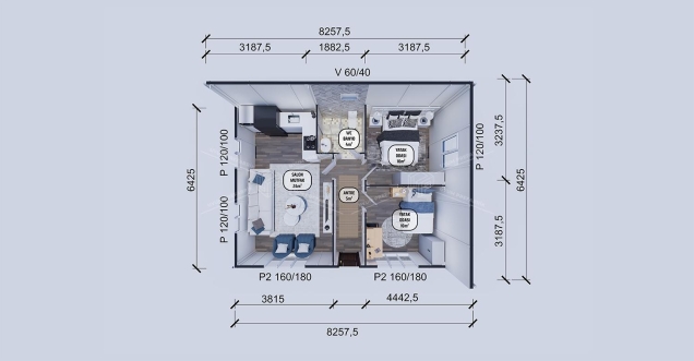 53m² Tek Katlı Prefabrik Ev
