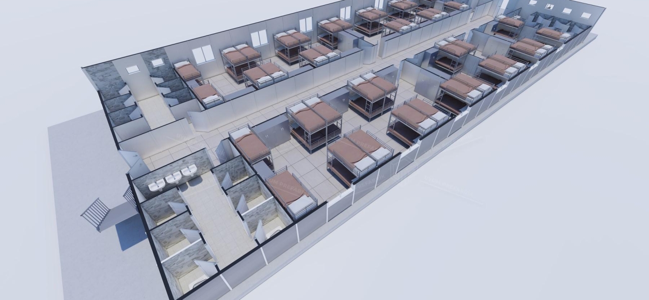 770m² (385+385) Prefabrik Yatakhane Binası