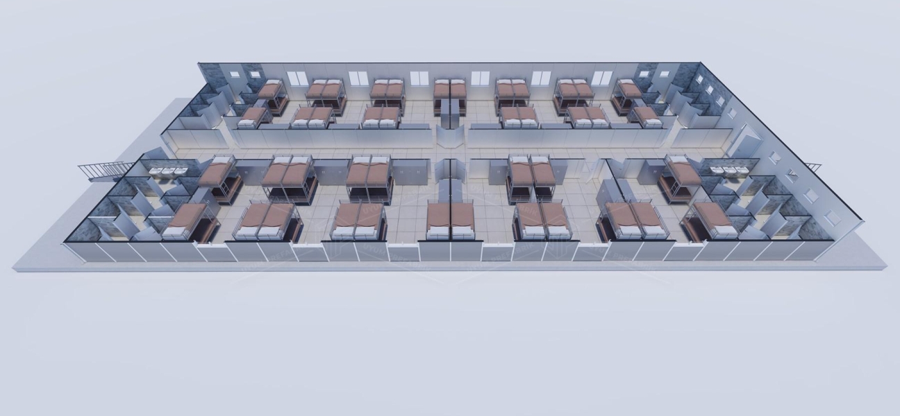 770m² (385+385) Prefabrik Yatakhane Binası
