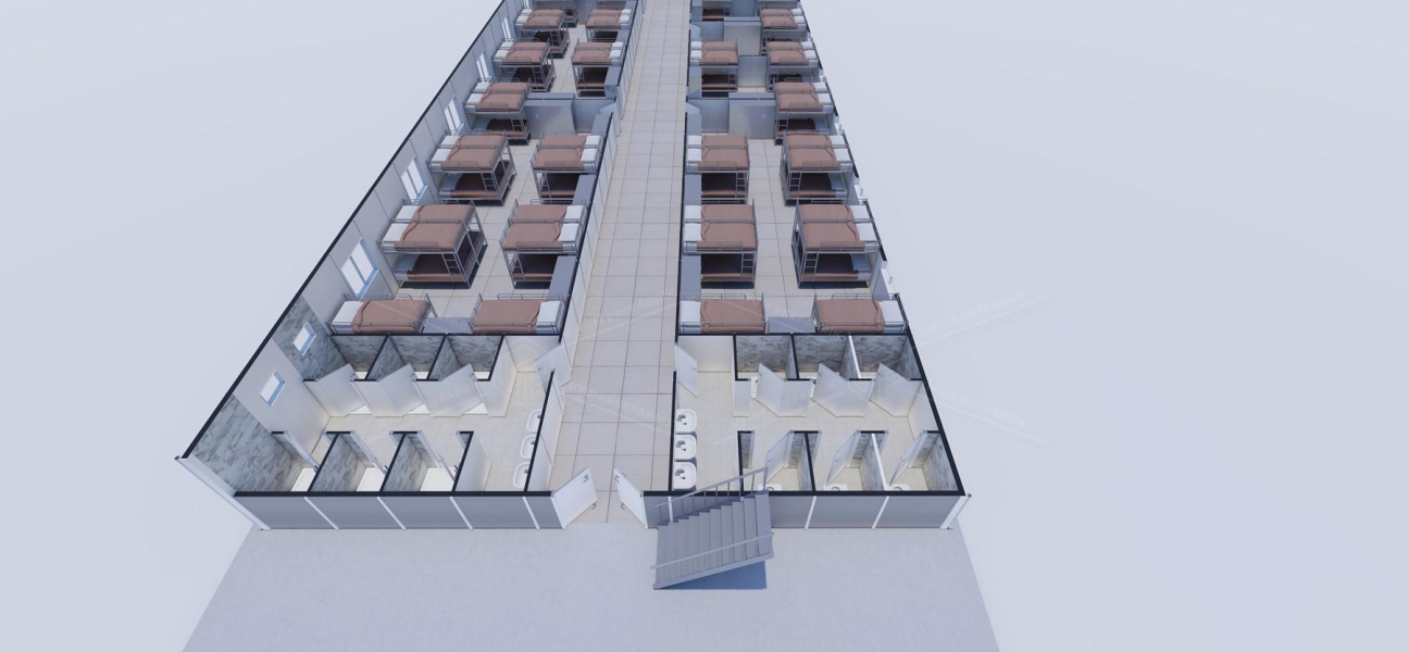 770m² (385+385) Prefabrik Yatakhane Binası
