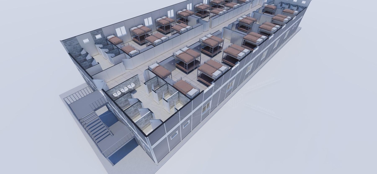 770m² (385+385) Prefabrik Yatakhane Binası
