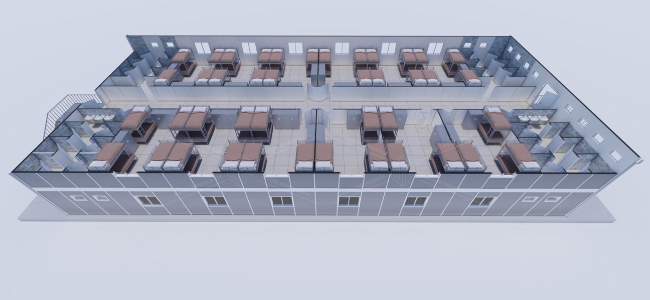 770m² (385+385) Prefabrik Yatakhane Binası