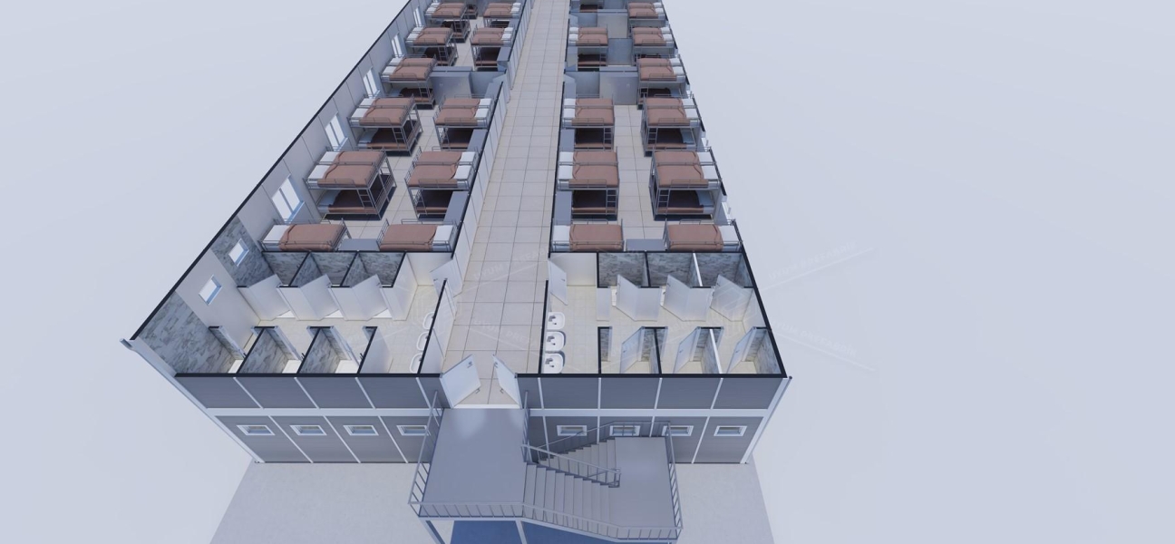 770m² (385+385) Prefabrik Yatakhane Binası