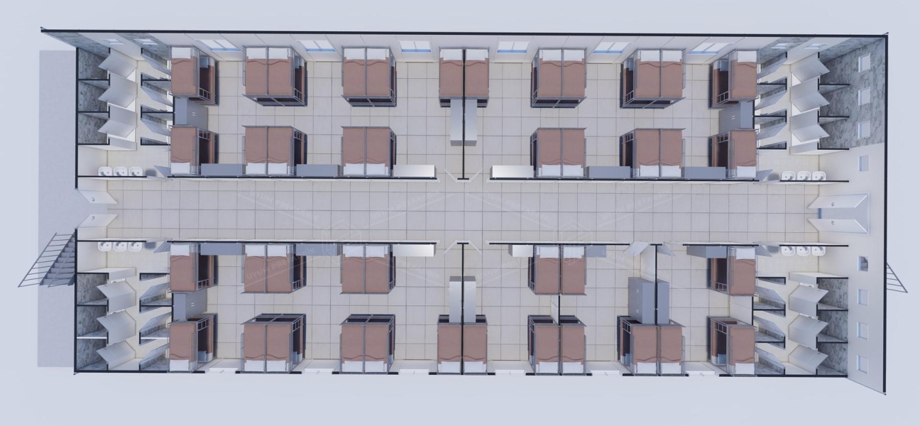 770m² (385+385) Prefabrik Yatakhane Binası