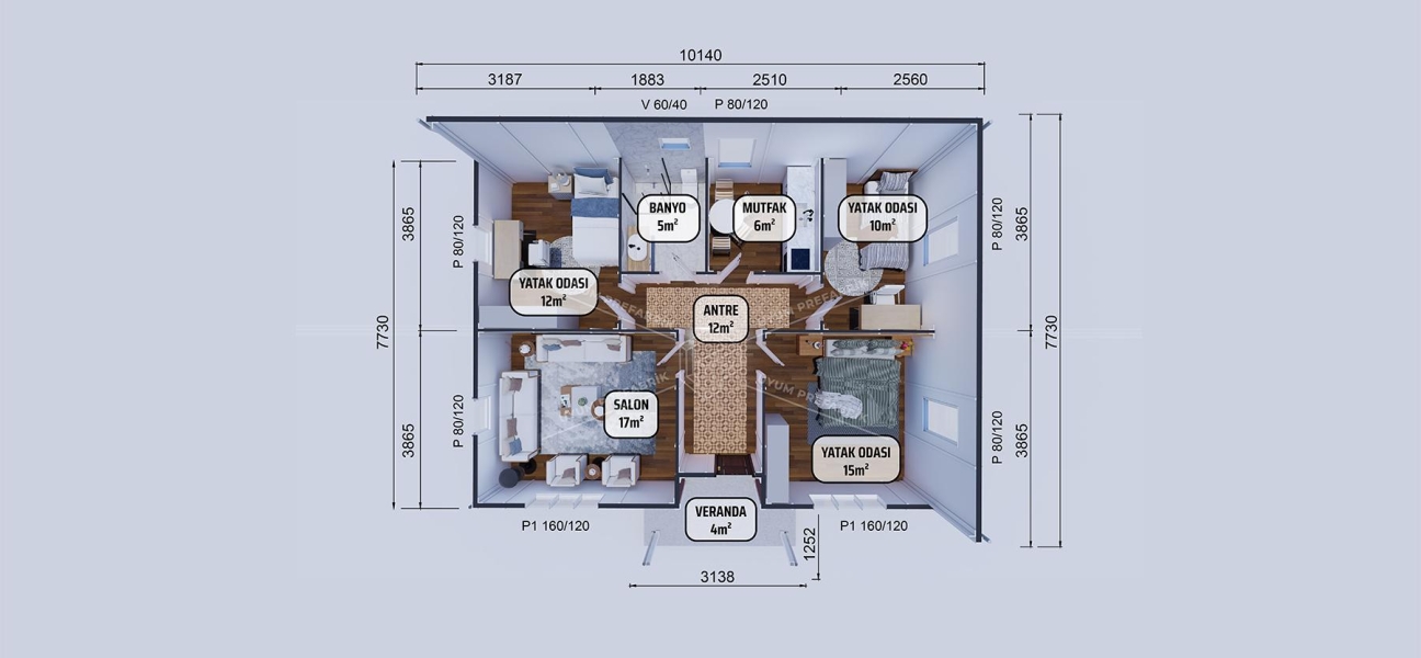 81m² Tek Katlı Prefabrik Konut