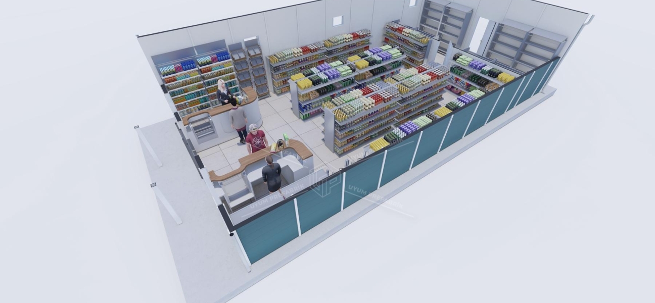 81m² Tek Katlı Prefabrik Market Binası 