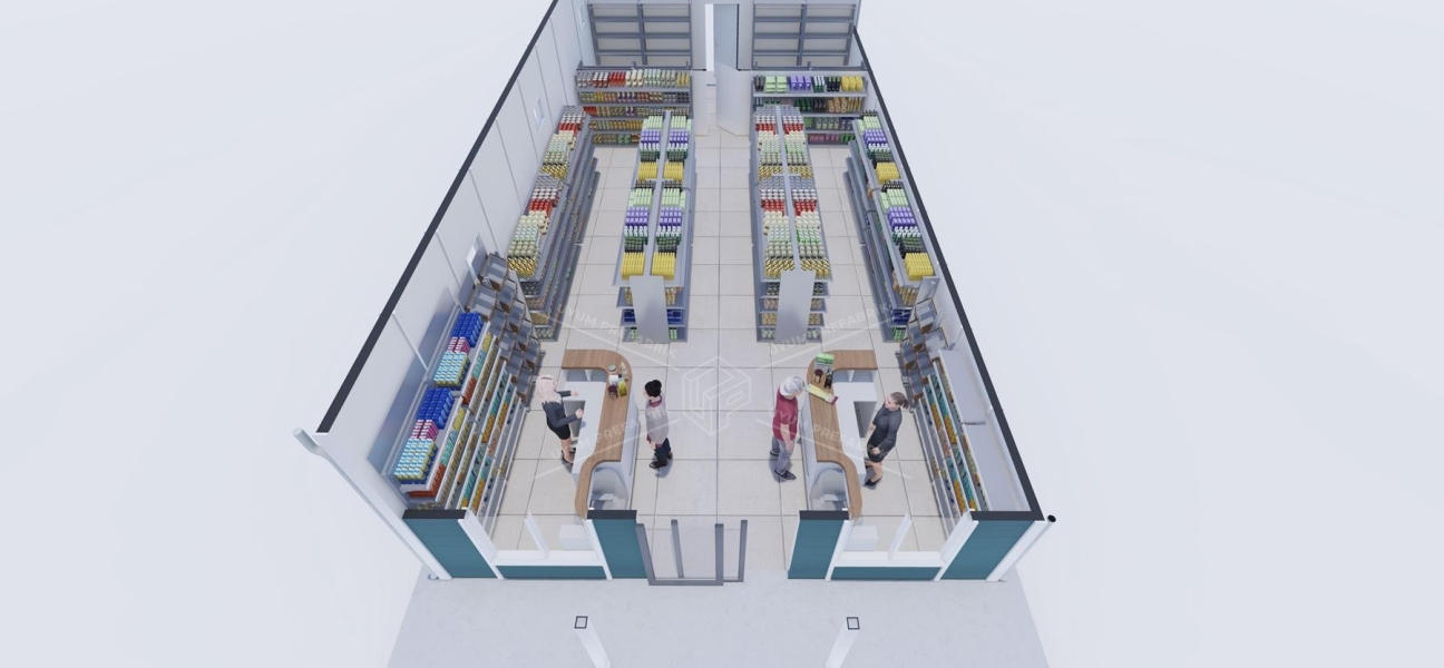 81m² Tek Katlı Prefabrik Market Binası 