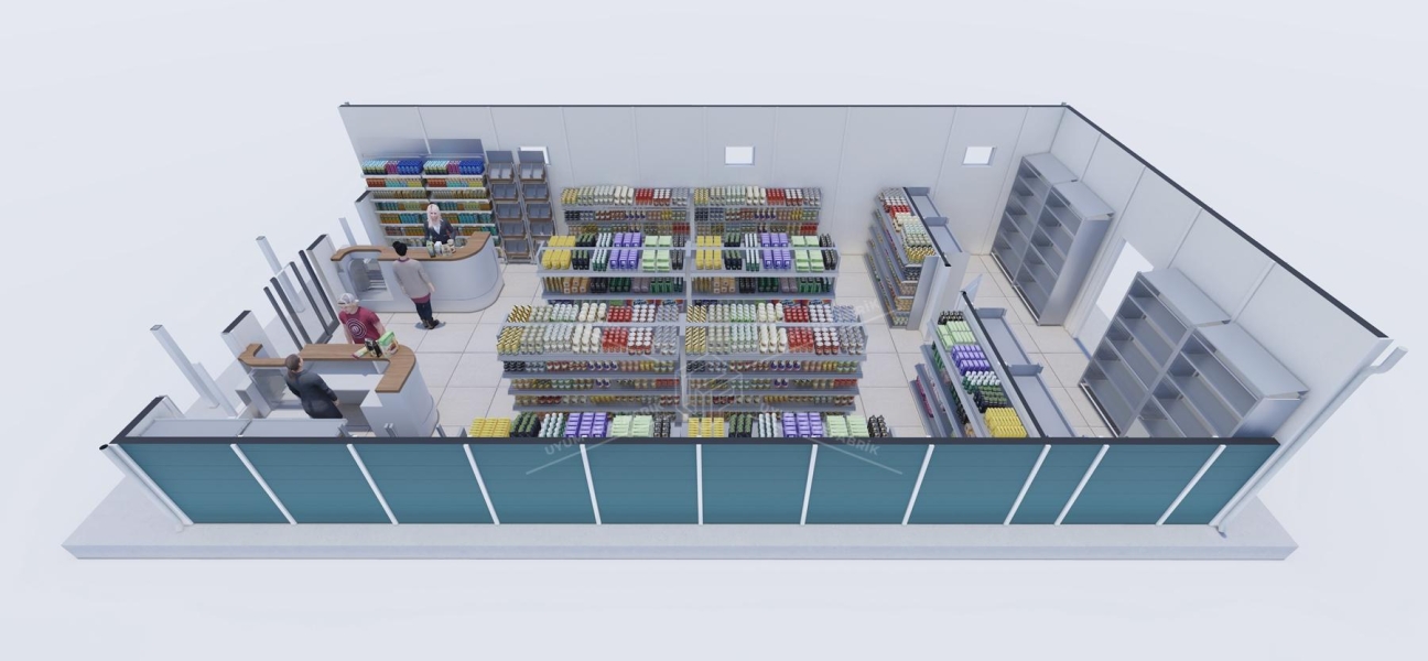 81m² Tek Katlı Prefabrik Market Binası 