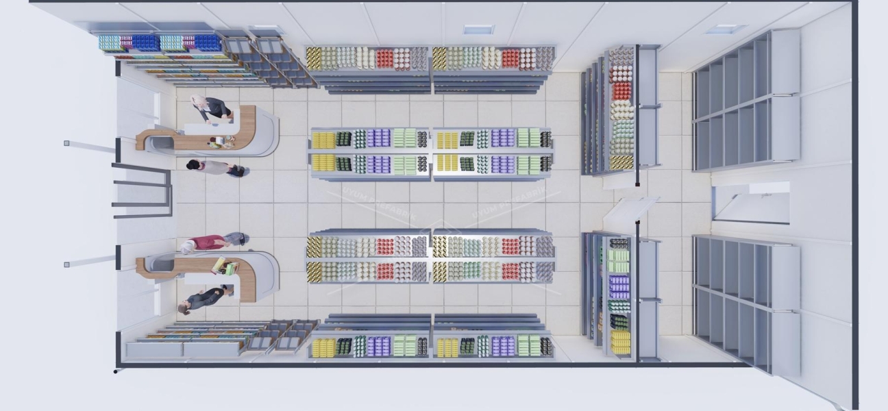81m² Tek Katlı Prefabrik Market Binası 