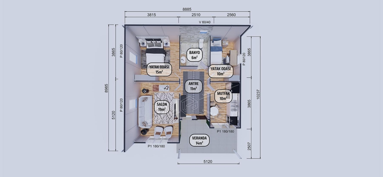 85m² Abant Single-Storey Prefabricated House